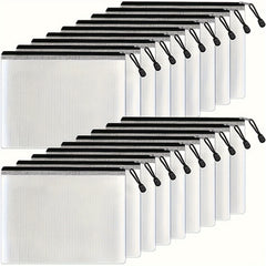 18pcs A5 Transparent Mesh Zipper Waterproof PVC File Bags - Extra Large