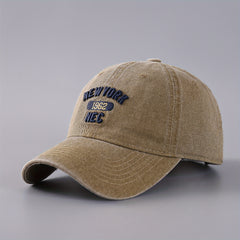 Men's Washed Denim Baseball Cap with Embroidery Letter
