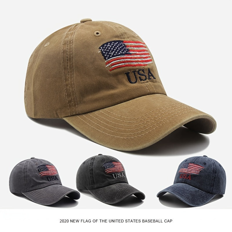 Washed Vintage American Flag Baseball Cap Men's Hat