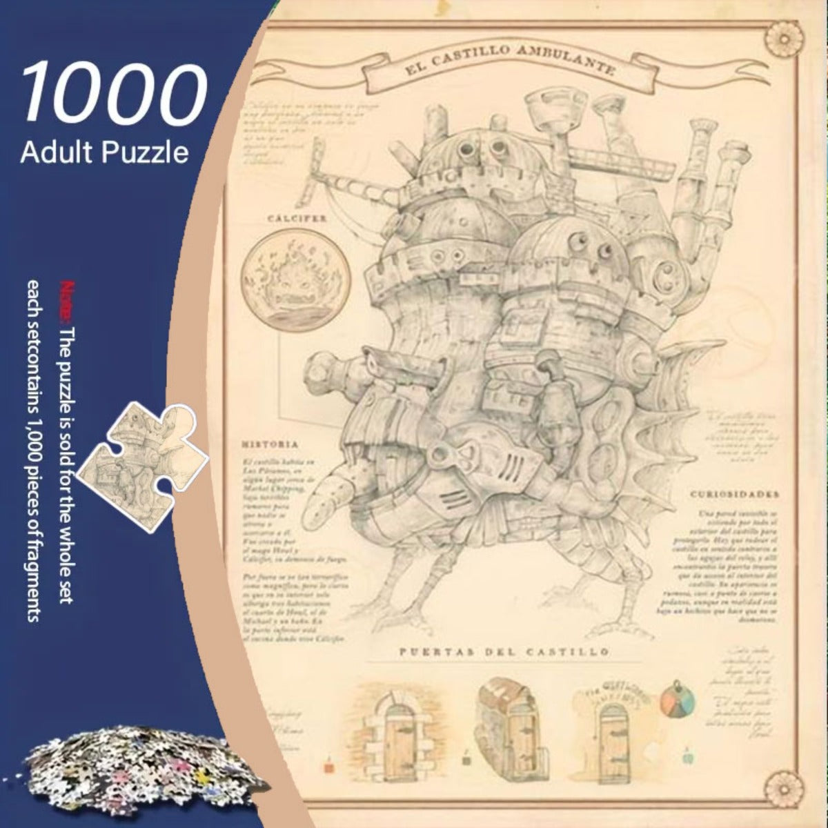 1000pcs Moving Castle Hand Drawn Jigsaw Puzzle