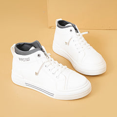 Women's Letter Pattern High Top Lace-up Board Shoes Outdoor Flats