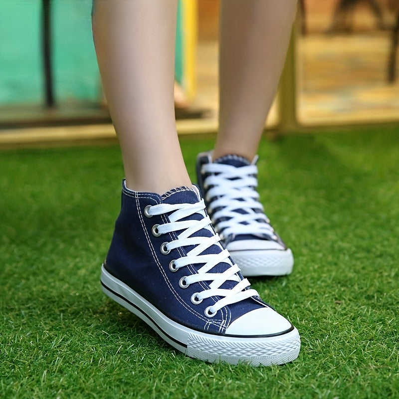 Women's High Top Canvas Sneakers Lace Up Walking Shoes