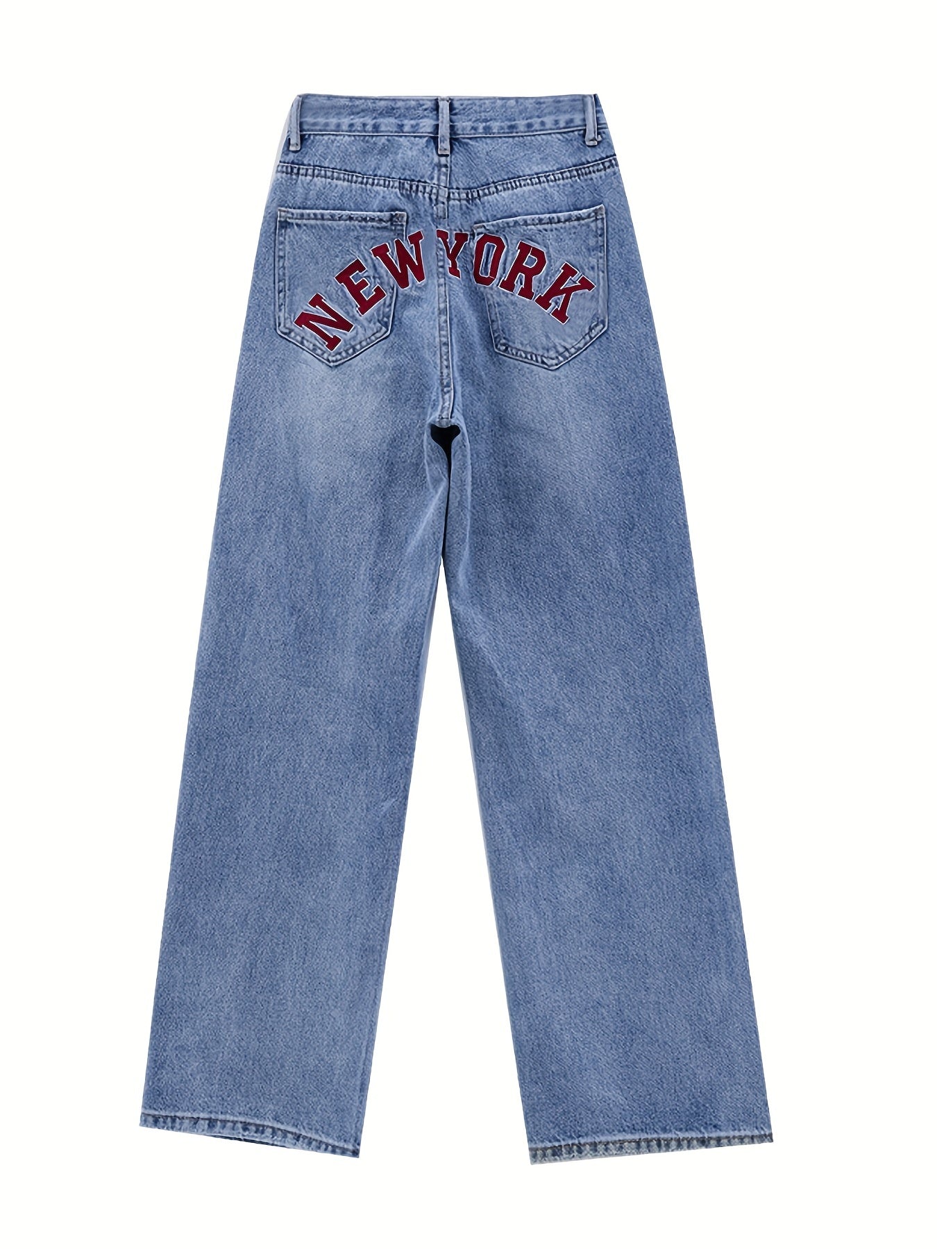 Y2K Style Letter Embroidered Baggy Denim Jeans