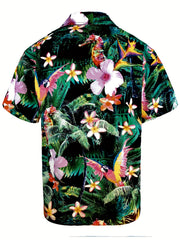 Colorful Parrot Hawaiian Shirt Men s Casual Allover Print Short Sleeve Shirt