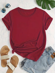 Casual Round Neck Short Sleeve Sports Top Women's Clothing