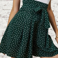 Polka Dot Tie Front Shorts Casual Loose Shorts