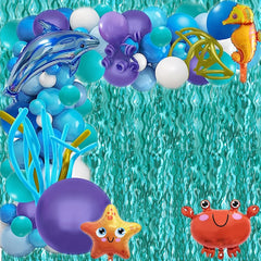 3pcs Metallic Teal Purple Fringe Curtains Party Decorations