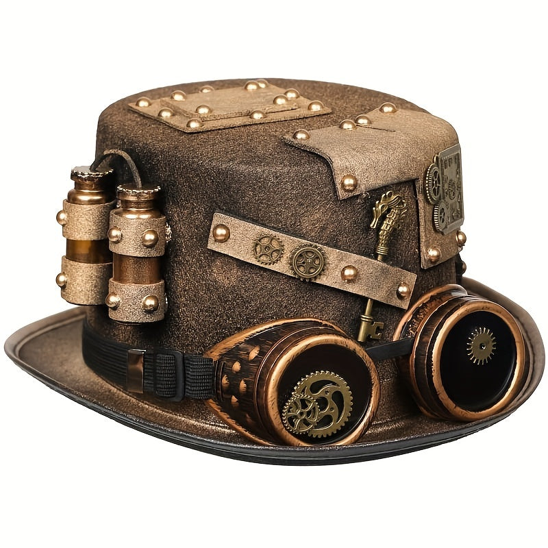 Steampunk Golden Hat With Goggles Stage Performance Halloween Cosplay
