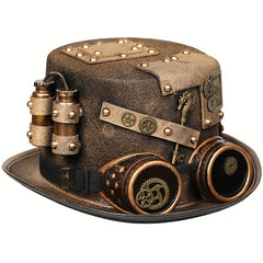 Steampunk Golden Hat With Goggles Stage Performance Halloween Cosplay