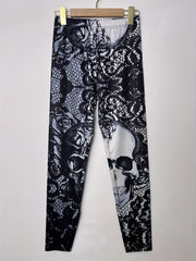 Skull Print Gothic Leggings Women's Clothing