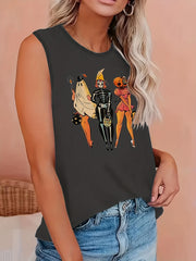 Halloween Tank Top Women's Cartoon Figure Print Vest