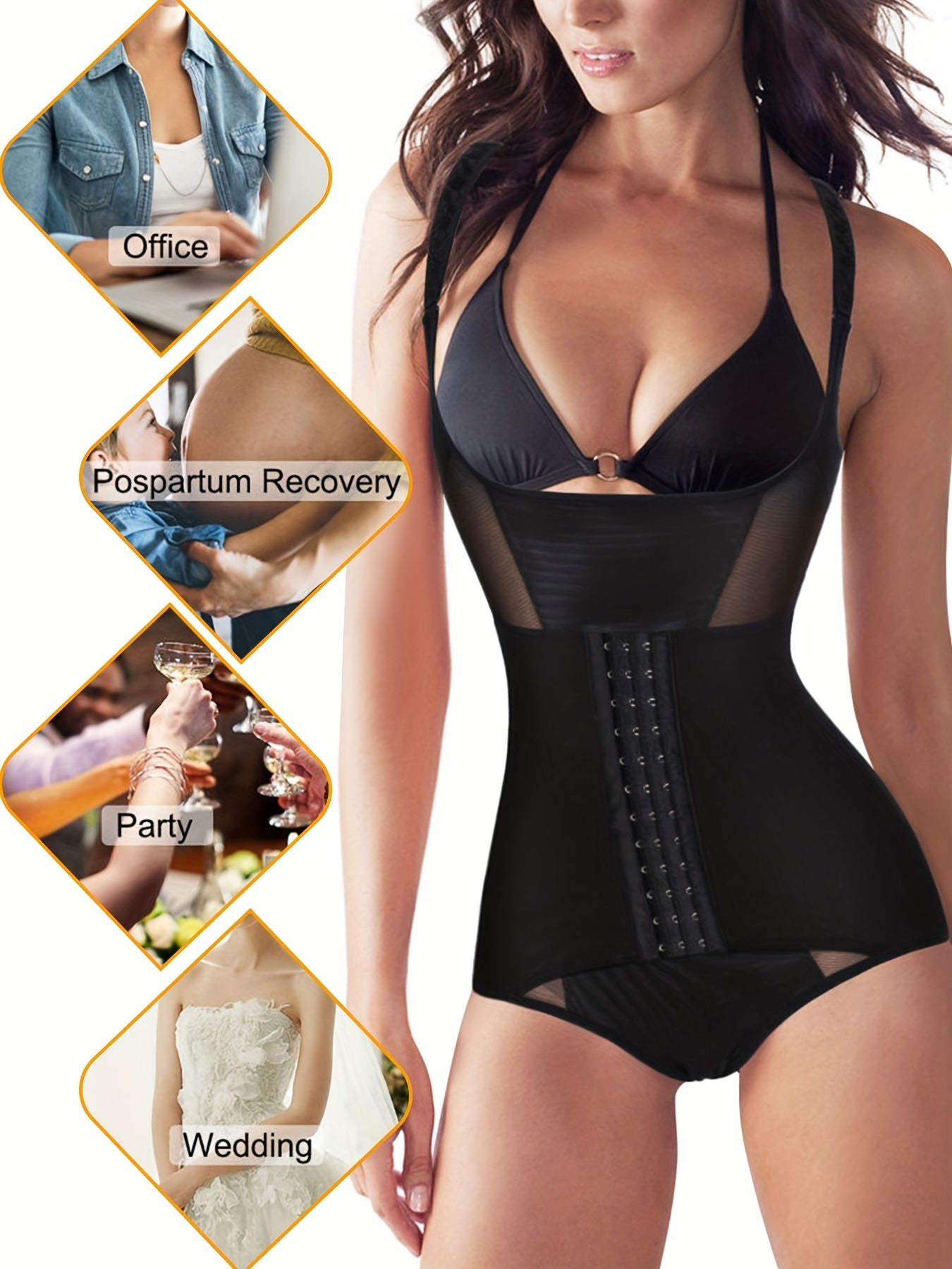 Front Buckle Shaping Bodysuit Tummy Control Butt Lifting Open Bust Body Shaper