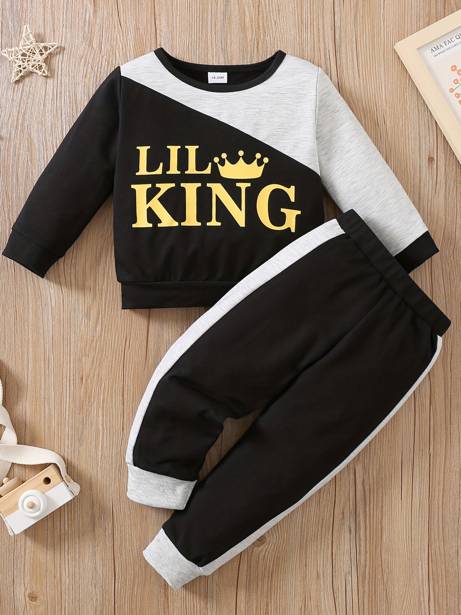 Boys 2pcs Sweatshirt & Pants Set Long Sleeve Top Casual Kids Clothes
