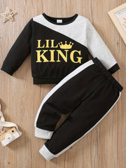 Boys 2pcs Sweatshirt & Pants Set Long Sleeve Top Casual Kids Clothes