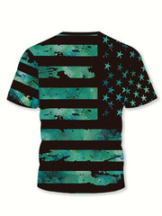 3D American Flag Graphic Short Sleeve T shirt for Summer Sports