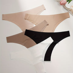 5 Seamless Solid Thongs Soft Comfy Stretchy Intimates Panties