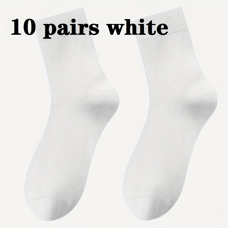 10 Pairs Men's Mid Calf Socks Spring Autumn US 6-11