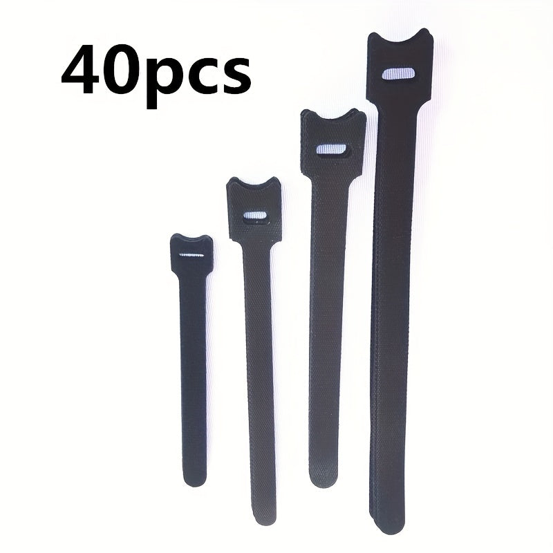 40pcs Reusable Cable Straps 4 Lengths Solid Hook And Loop Cable Straps