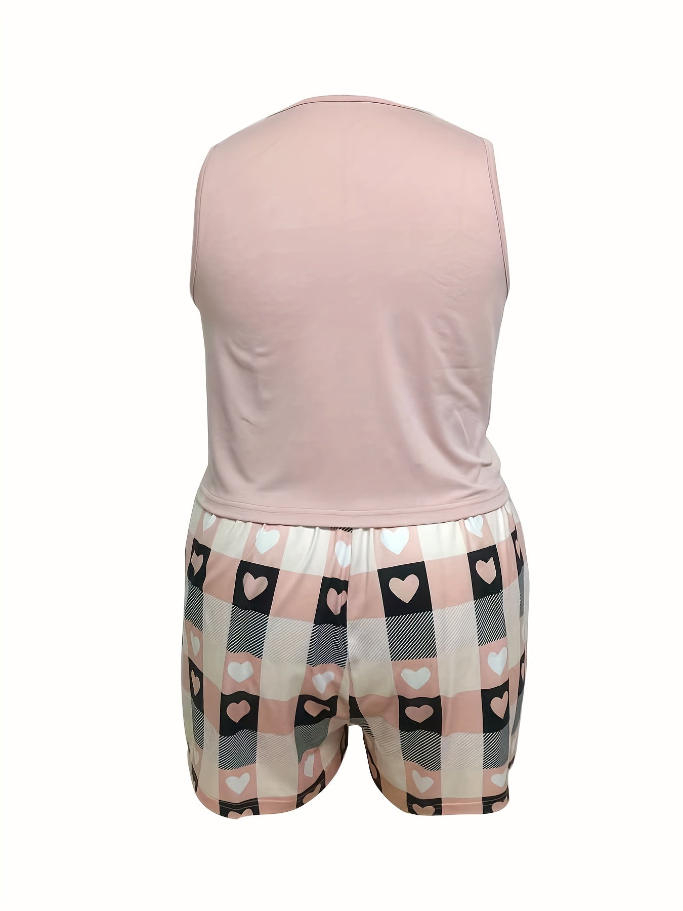 Heart Print Crop Tank & Shorts Pajama Set