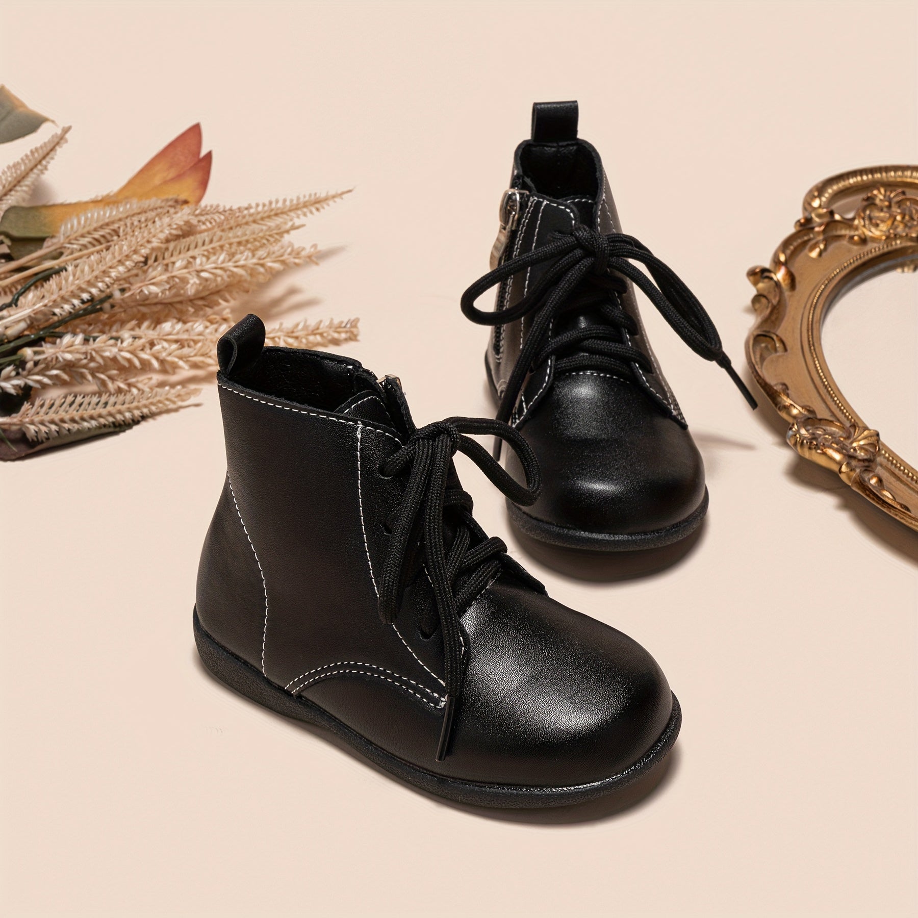 Solid Boots With Zipper For Girls Lightweight Non Slip Boots