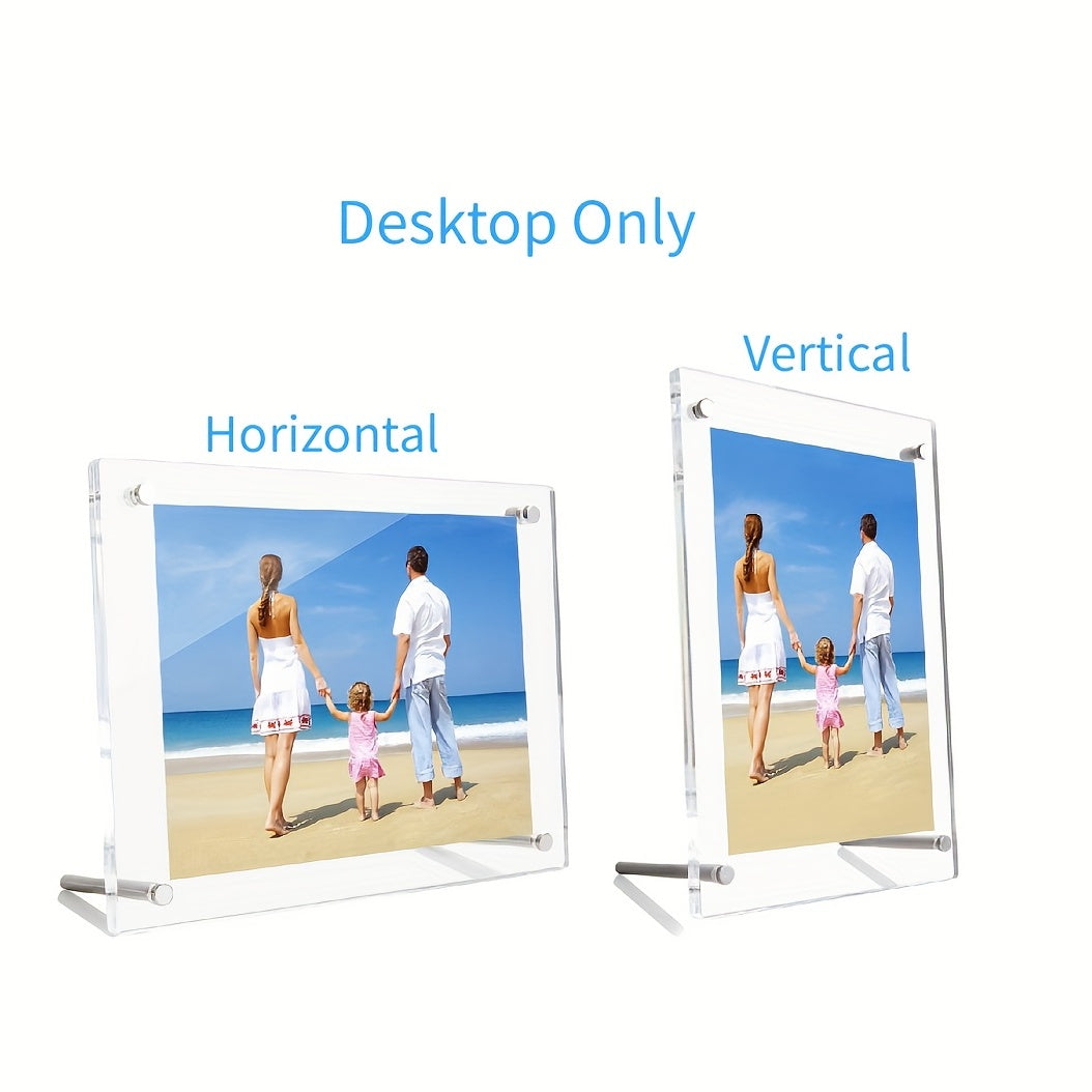 Acrylic Desktop Picture Frame Beveled Frameless Plexiglass Photo Display