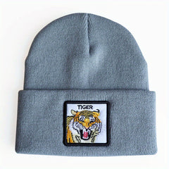 Knitted Brimless Hat Embroidered Beanie