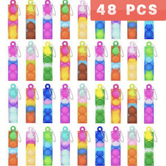 48 Pcs Mini Pop Keychain Fidget Toys Bulk for Toddlers
