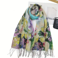 Tie Dye Print Scarf Hijab Boho Tassel Shawl Women