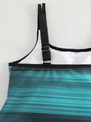 Striped Tankini Set Women's Two Piece Swimsuit