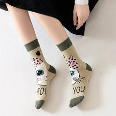 Funny Pattern Mid Tube Socks for Women