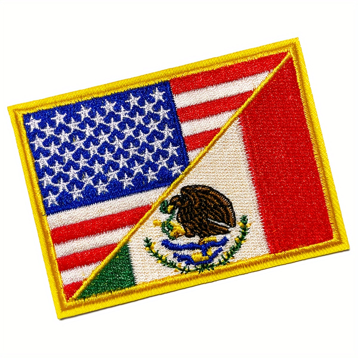 USA & Mexico Flag Patch Embroidered Applique Iron On Sew On Emblem