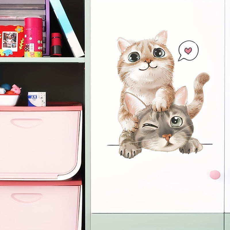 Cartoon Cat Kids Wall Stickers - Home Decor Self-Adhesive Decals
