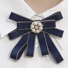 Bee Decor Faux Pearl Necktie Crystal Metal Bow Tie
