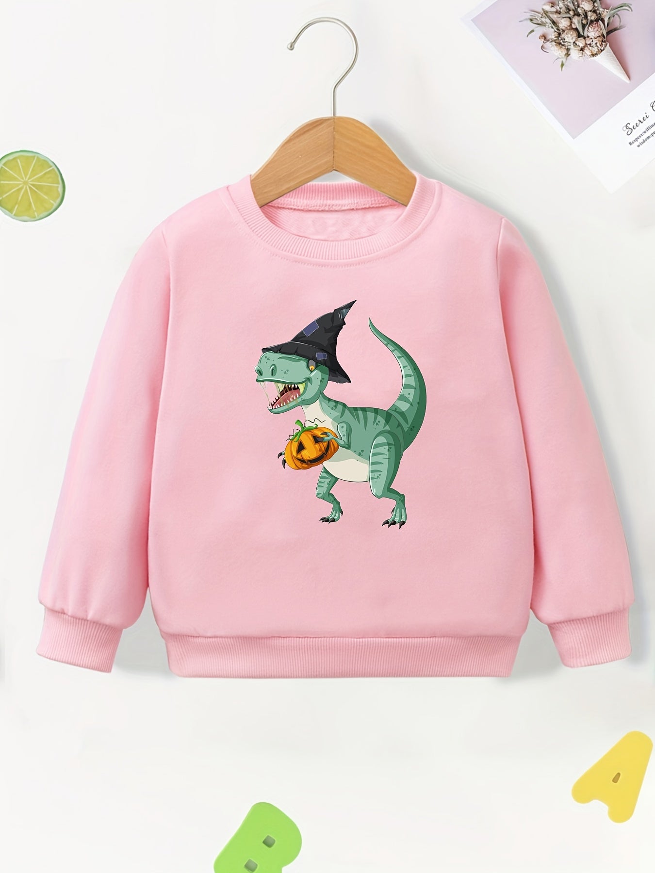 Dino & Pumpkin Girls Sweatshirt for Halloween Party