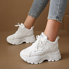 Women's Thick Bottom Sneakers Comfortable Lightweight Lace Up Travel Shoes