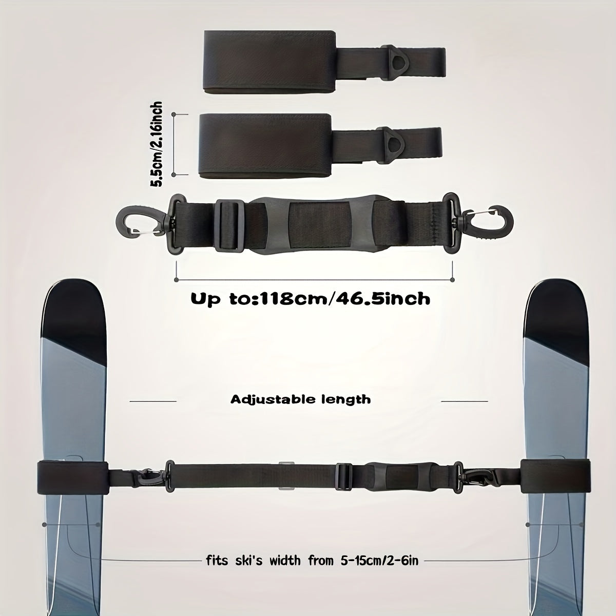 Adjustable Ski Board Shoulder Strap Hand held Fixing Strap