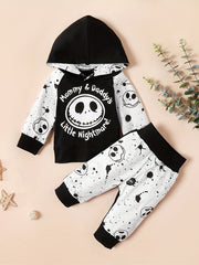 2pcs Baby Boy's Skull Ghost Halloween Costume Set
