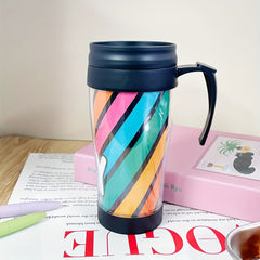 400ml Double Layer Plastic Water Cup Letter Pattern Leakproof Bottle