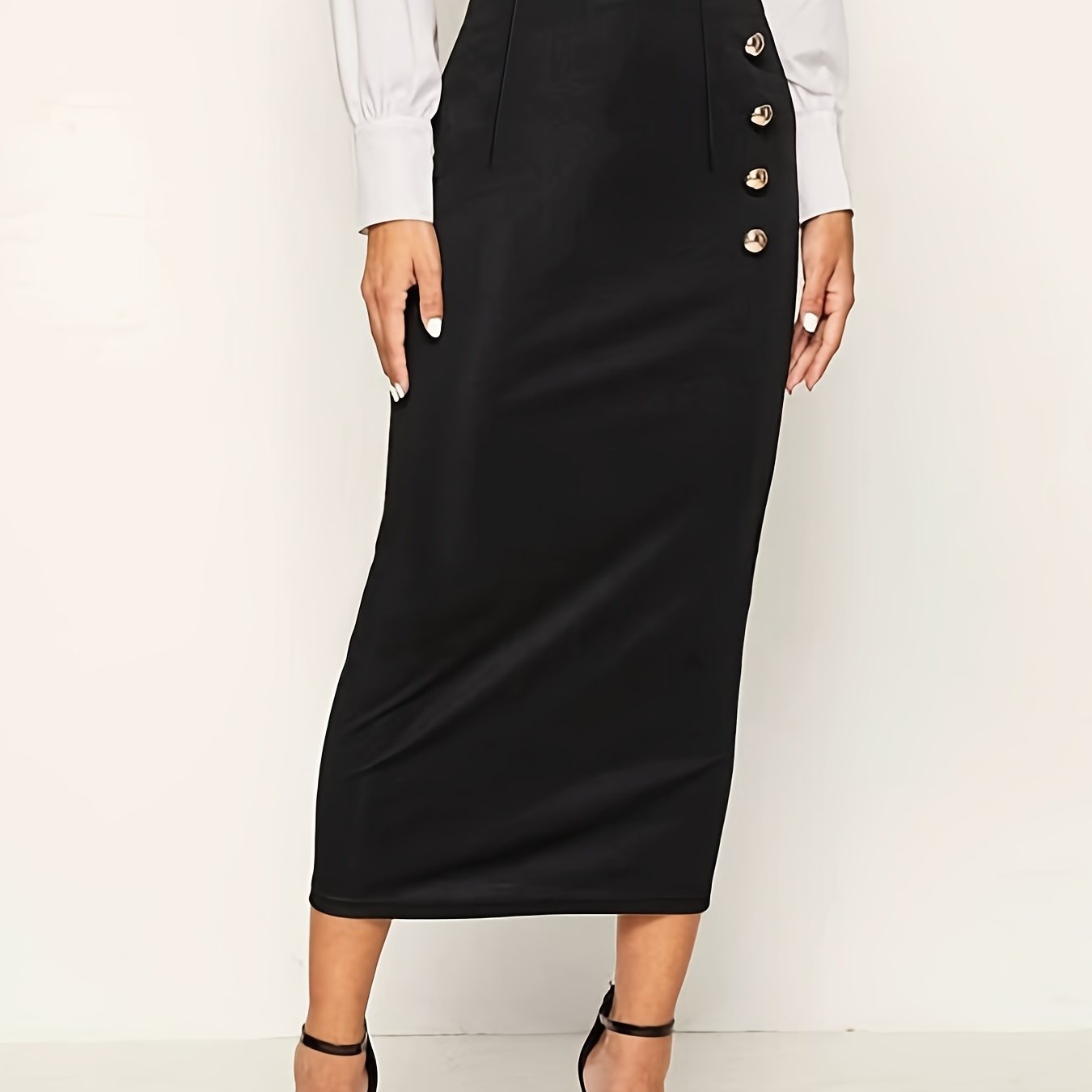 High Waist Maxi Skirt Slim Solid Office Skirt Women's Clothing