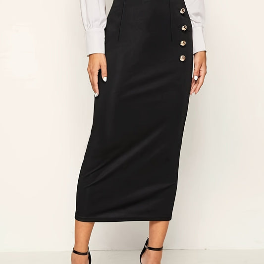 High Waist Maxi Skirt Slim Solid Office Skirt Women's Clothing