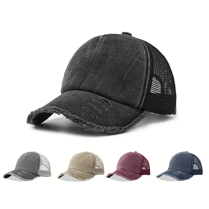 Vintage Distressed Baseball Cap Mesh Trucker Hat Summer Visor Cap Dad Hat