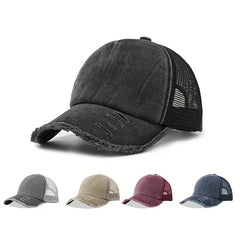 Vintage Distressed Baseball Cap Mesh Trucker Hat Summer Visor Cap Dad Hat