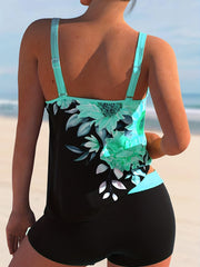 Floral Print Tankini Set Women's Casual Two Piece