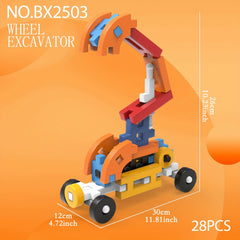 28pc Excavator Building Blocks Set for Kids, Durable ABS Material