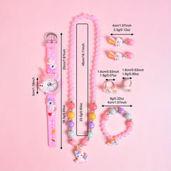 Girls Cartoon Pony Silicone Watch Band & Jewelry Set