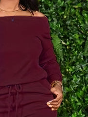 Women's Plus Off Shoulder Top & Jogger Pants Set