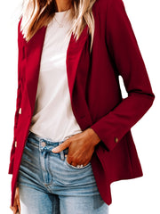 Double Breasted Lapel Neck Blazer for Office & Work