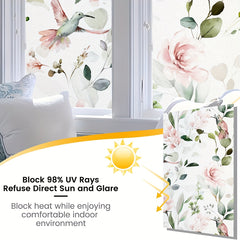Colorful Bird Flower Plant Privacy Window Film Frosted Heat Insulating