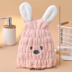 Rabbit Ears Hair Drying Cap Quick Drying Towel for Bathroom