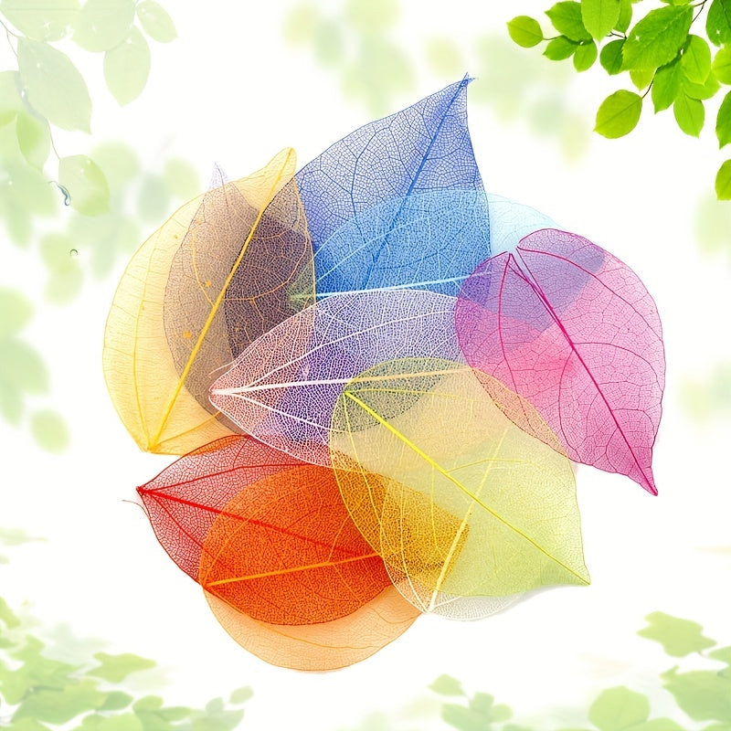 30pcs Leaf Vein Embossing Phone Case Adhesive Dry Flower DIY Set